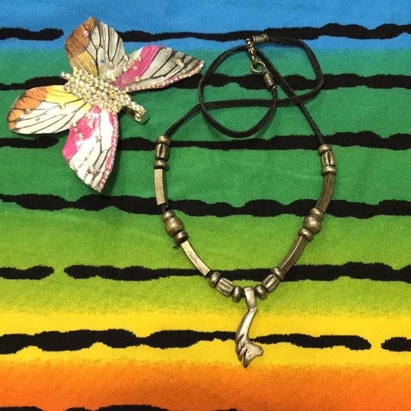 Black Rope Silver Charm Necklace - Picture 5 of 16